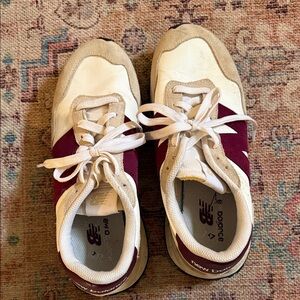 New Balance Cream and Burgundy Sneakers